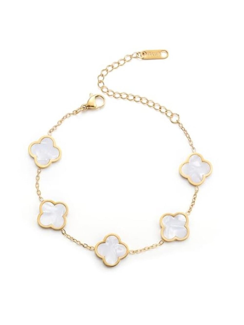 AIPPK 18K Gold Plated Clover Lucky Bracelet for Women White/Black/Red/Green